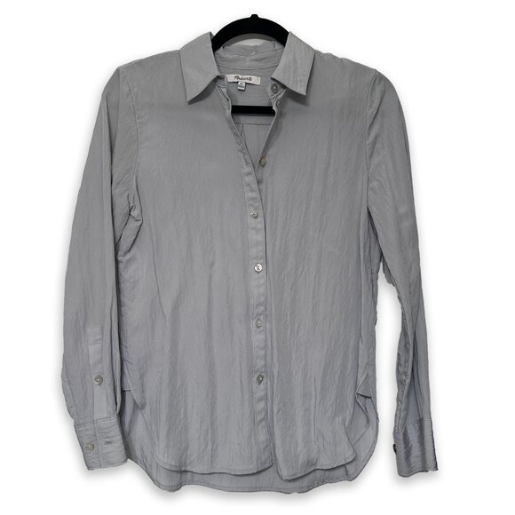 Madewell Crinkled Button-Up Shirt Grey - Size XS - Picture 3 of 6